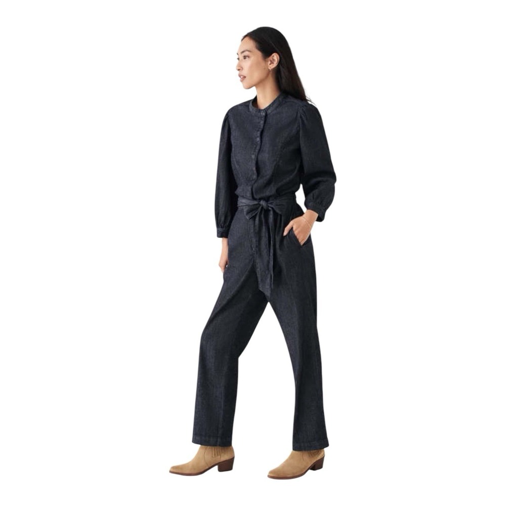 Faherty Charlotte Denim Jumpsuit Women's XS Dark Wash Pockets MSRP $228